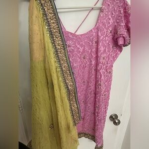 Pink and Yellow Salwar Suit